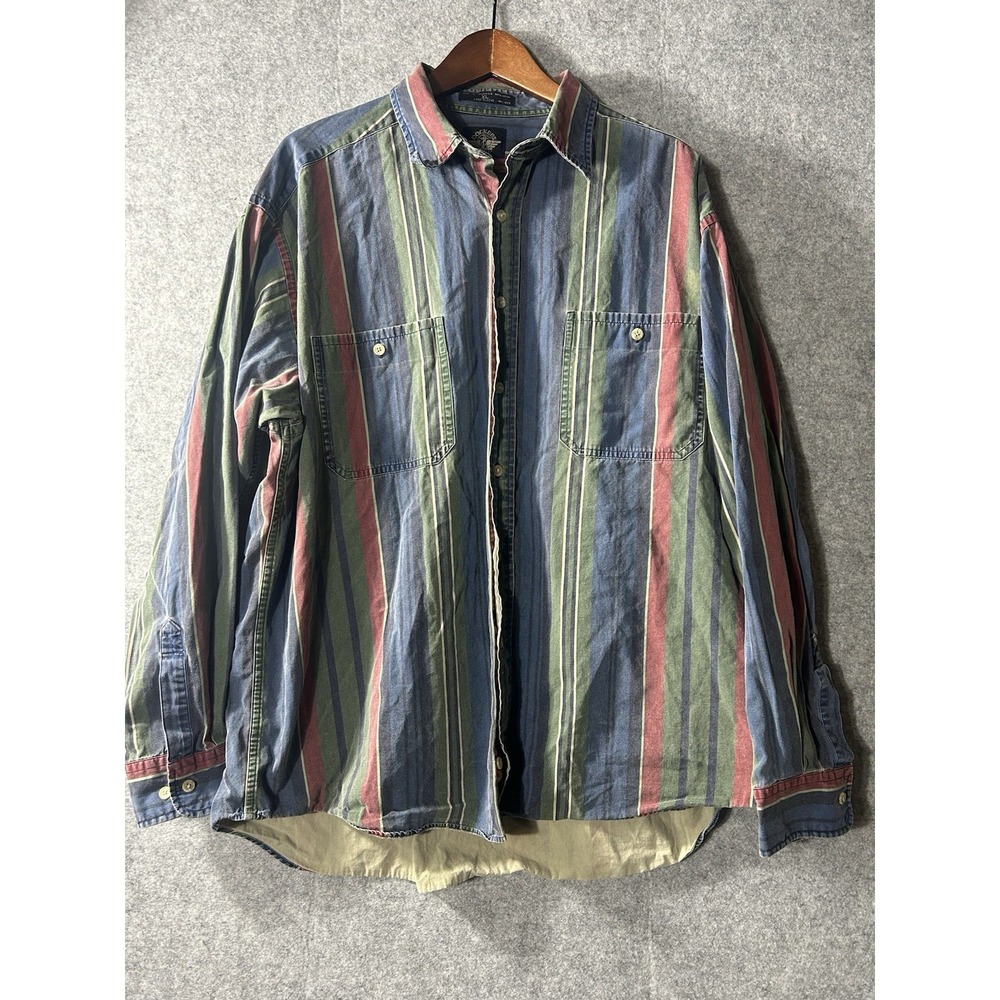 Vintage 90s Dockers Levis Shirt Mens XL 100% Cotton Striped USA Prep Old Money